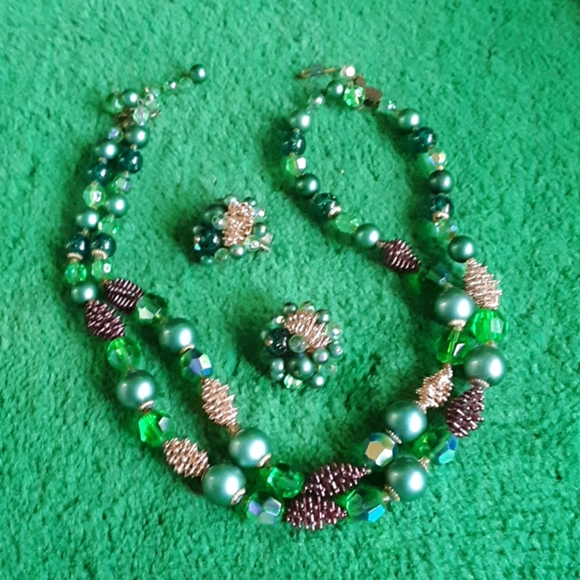 Vintage 2 strand necklace & earrings - Picture 1 of 1